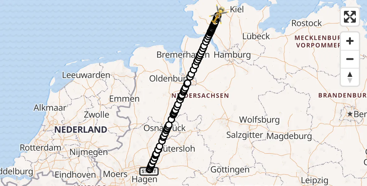 Flugroute Ambulanzhubschrauber Dortmund Flughafen - Hörsten, 27 Mai 2026, 20:26