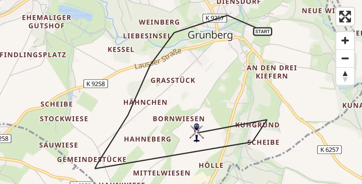 Flugroute Polizeihubschrauber Ottendorf-Okrilla - Ottendorf-Okrilla, 27 Mai 2026, 21:45