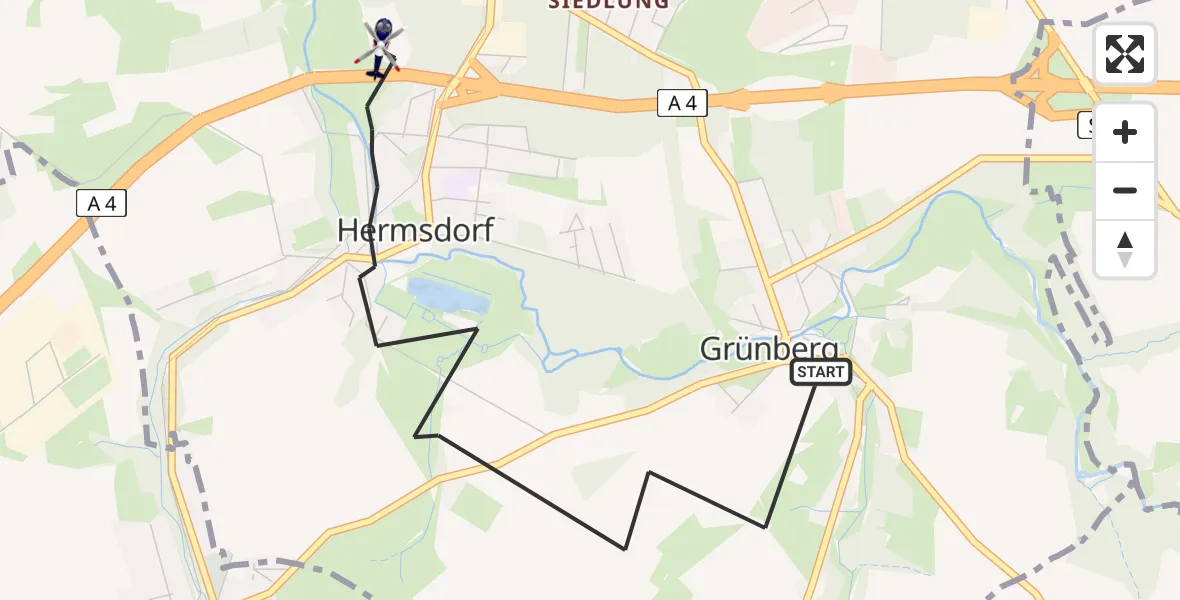 Flugroute Polizeihubschrauber Ottendorf-Okrilla - Ottendorf-Okrilla, 27 Mai 2026, 22:14
