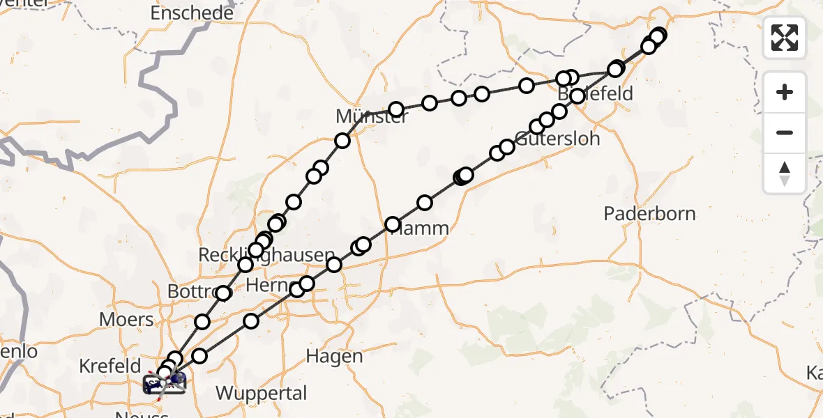 Flugroute Polizeihubschrauber Düsseldorf Flughafen - Düsseldorf Flughafen, 28 Mai 2026, 00:00