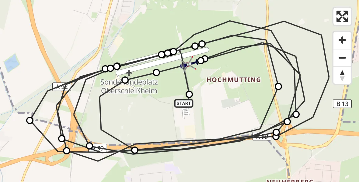 Flugroute Polizeihubschrauber Oberschleißheim - Oberschleissheim Hubschrauberlandeplatz, 28 Mai 2026, 05:38