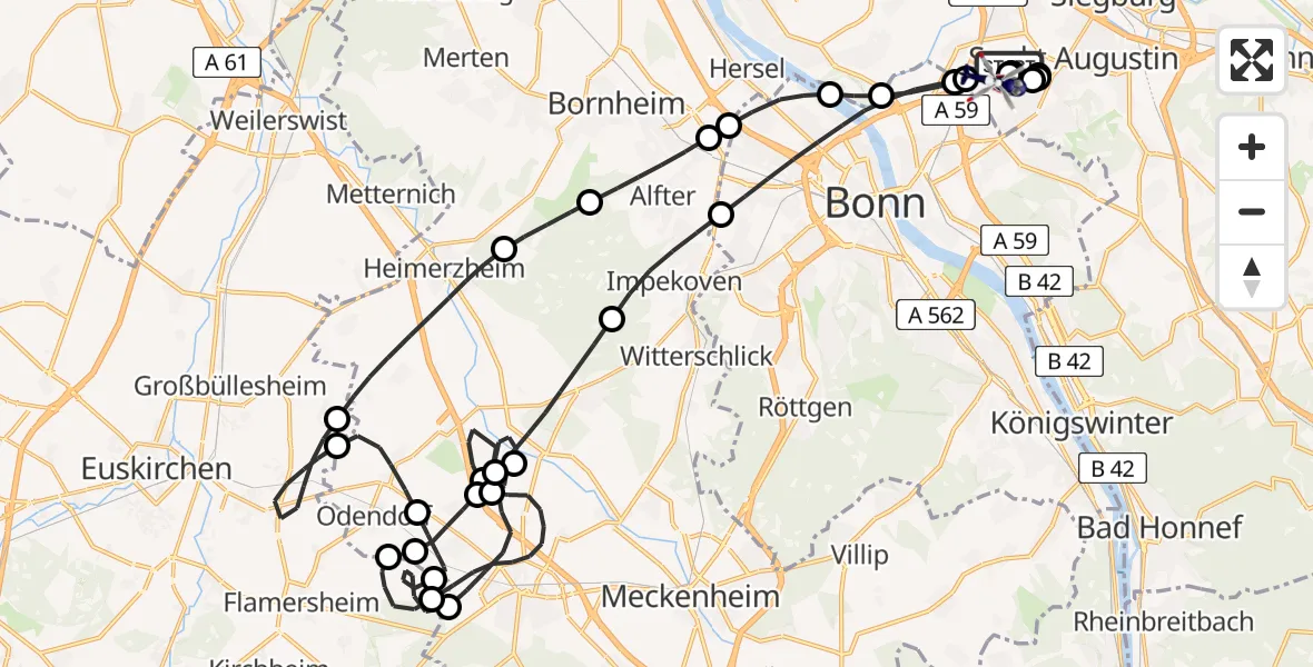 Flugroute Polizeihubschrauber Sankt Augustin - Sankt Augustin, 28 Mai 2026, 05:46