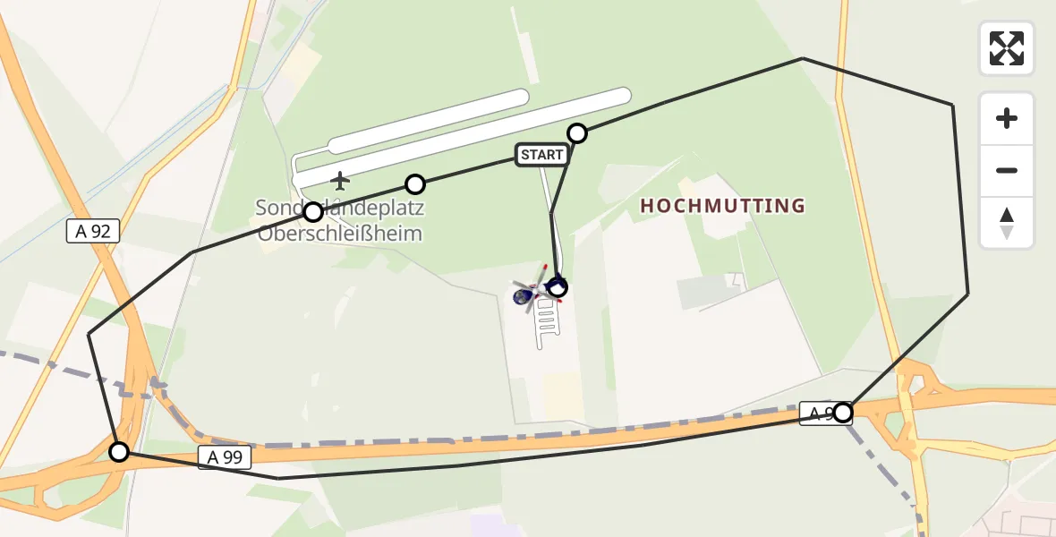 Flugroute Polizeihubschrauber Oberschleissheim Hubschrauberlandeplatz - Oberschleißheim, 28 Mai 2026, 06:32
