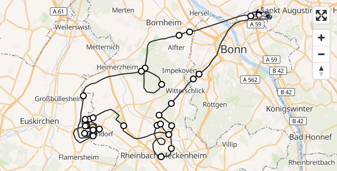 Flugroute Polizeihubschrauber Sankt Augustin - Sankt Augustin, 28 Mai 2026, 07:06