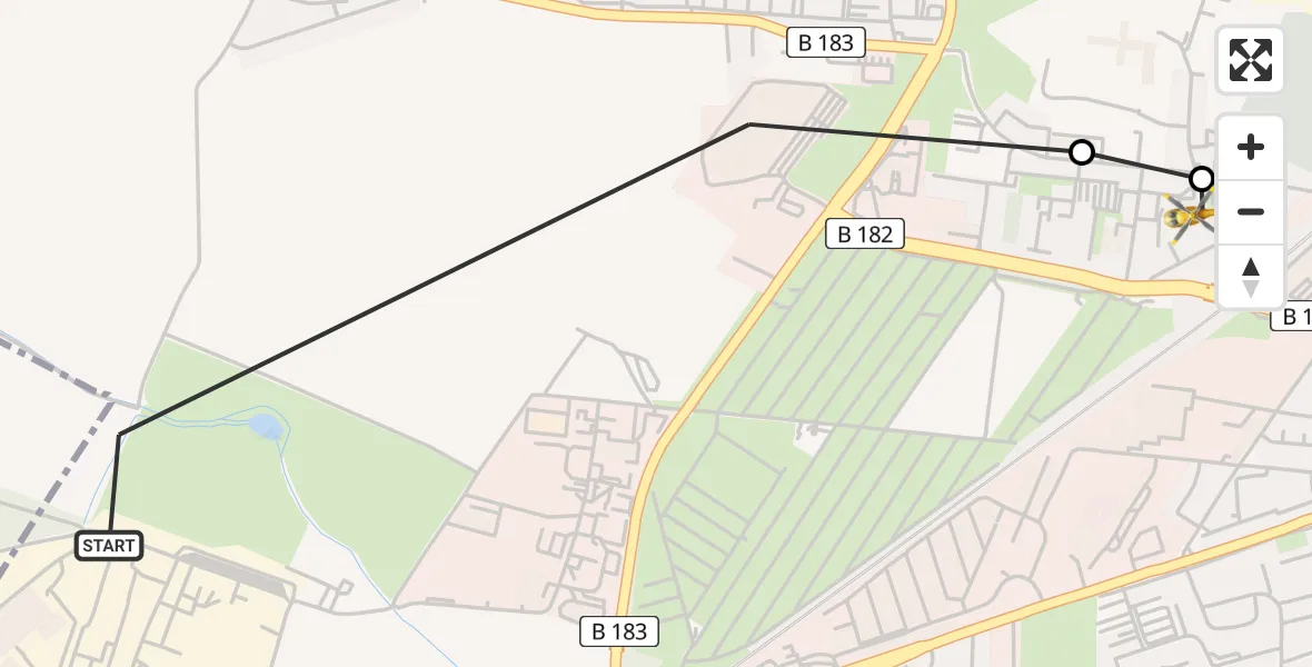 Flugroute Rettungshubschrauber Torgau - Torgau District Hospital, 28 Mai 2026, 07:10
