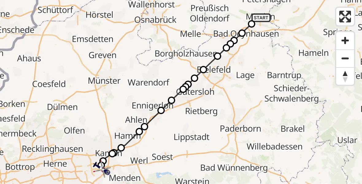 Flugroute Polizeihubschrauber Minden - Dortmund Flughafen, 28 Mai 2026, 07:43