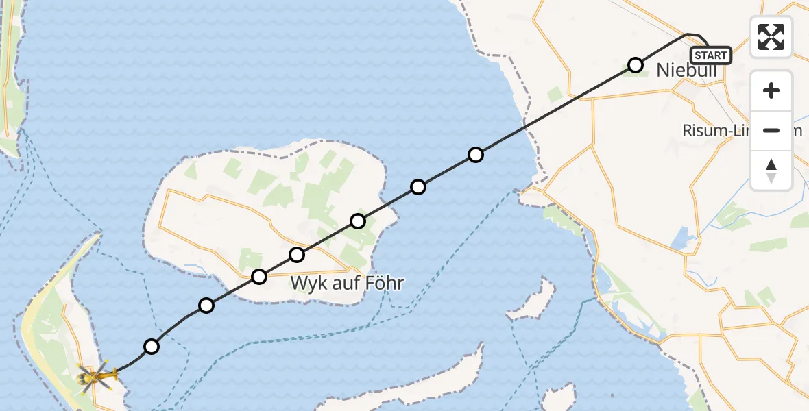 Flugroute Rettungshubschrauber Niebüll - Nebel, 28 Mai 2026, 07:50