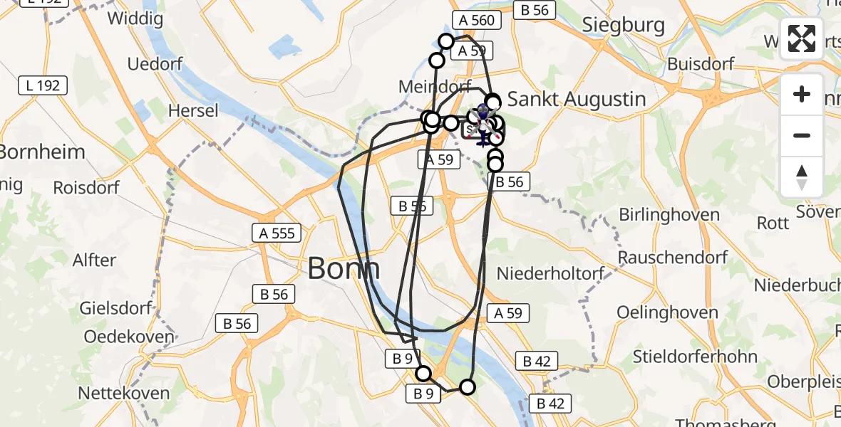 Flugroute Polizeihubschrauber Sankt Augustin - Sankt Augustin, 28 Mai 2026, 07:58