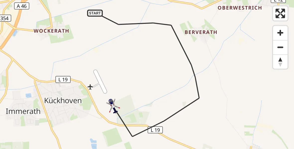 Flugroute Polizeihubschrauber Erkelenz - Erkelenz, 28 Mai 2026, 08:03