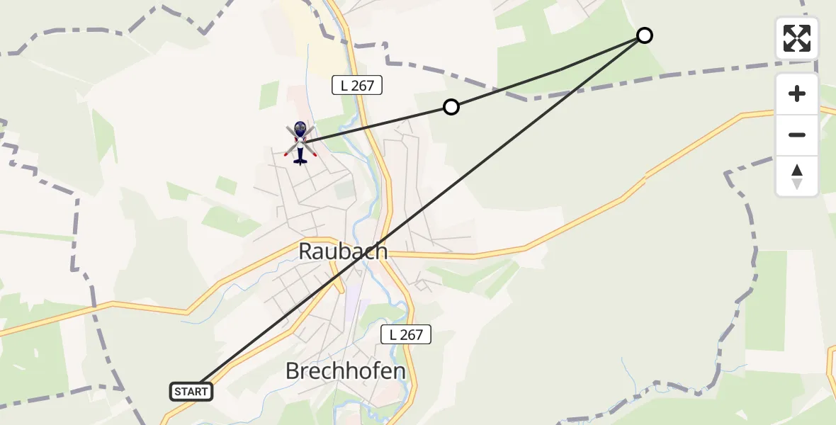 Flugroute Polizeihubschrauber Raubach - Raubach, 28 Mai 2026, 08:10