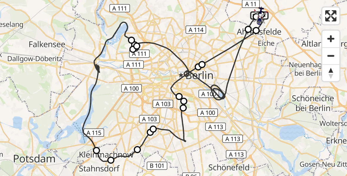 Flugroute Polizeihubschrauber Ahrensfelde Hubschrauberlandeplatz - Ahrensfelde Hubschrauberlandeplatz, 28 Mai 2026, 08:11