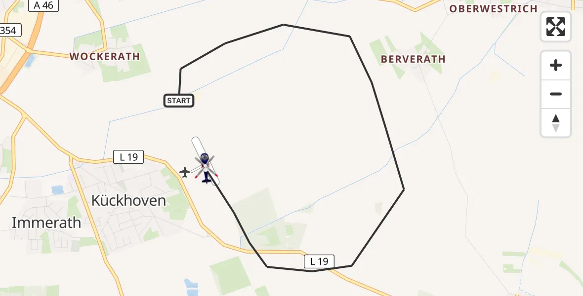 Flugroute Polizeihubschrauber Erkelenz - Kückhoven Ultraleichtflugplatz, 28 Mai 2026, 08:14