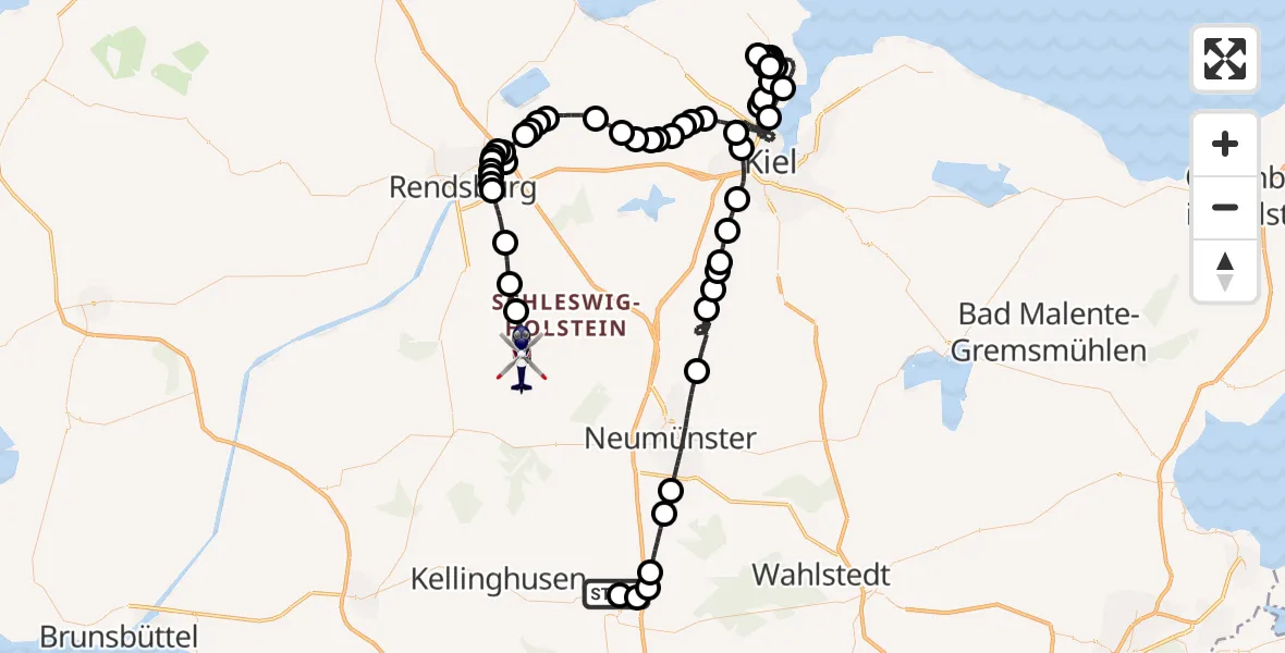 Flugroute Polizeihubschrauber Fuhlendorf - Bargstedt, 28 Mai 2026, 08:16