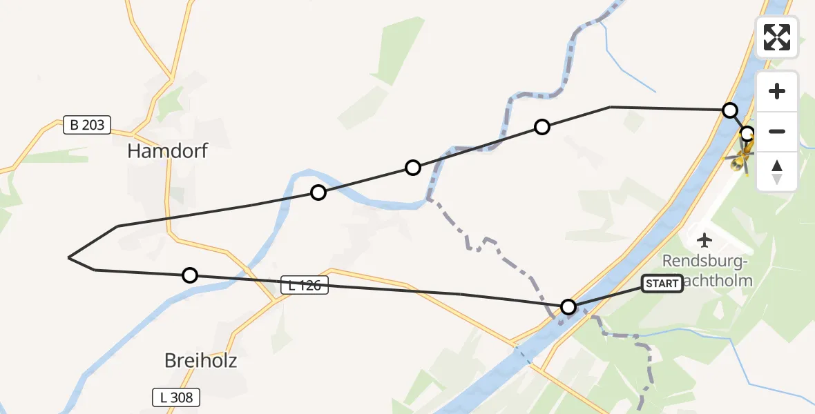 Flugroute Ambulanzhubschrauber Hörsten - Hörsten, 28 Mai 2026, 08:32