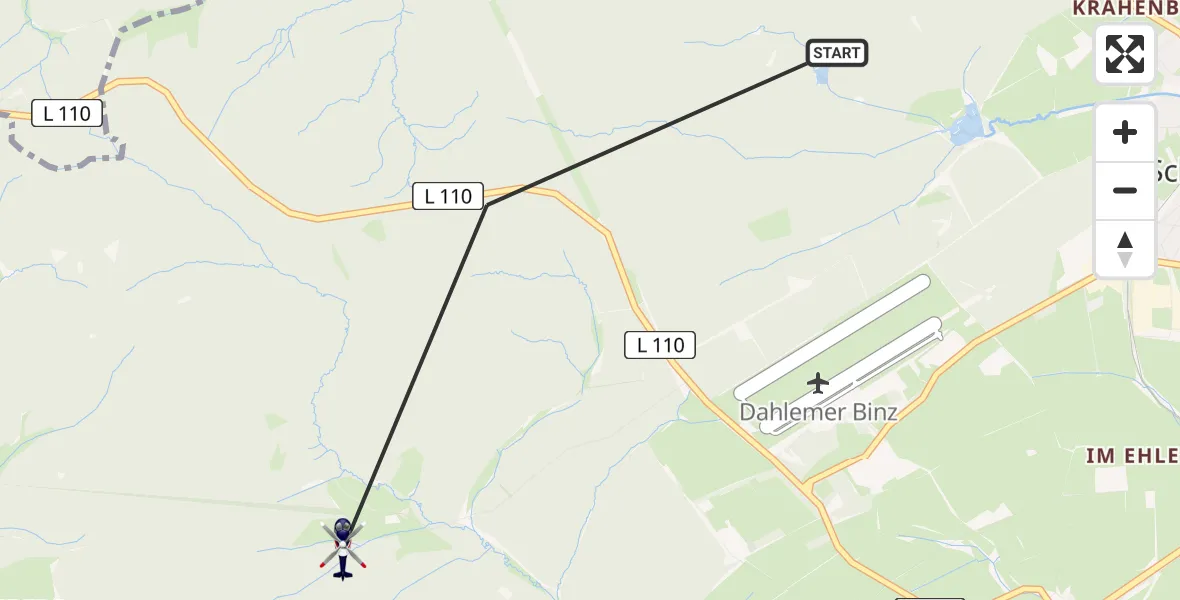 Flugroute Polizeihubschrauber Dahlem - Dahlem, 28 Mai 2026, 08:48
