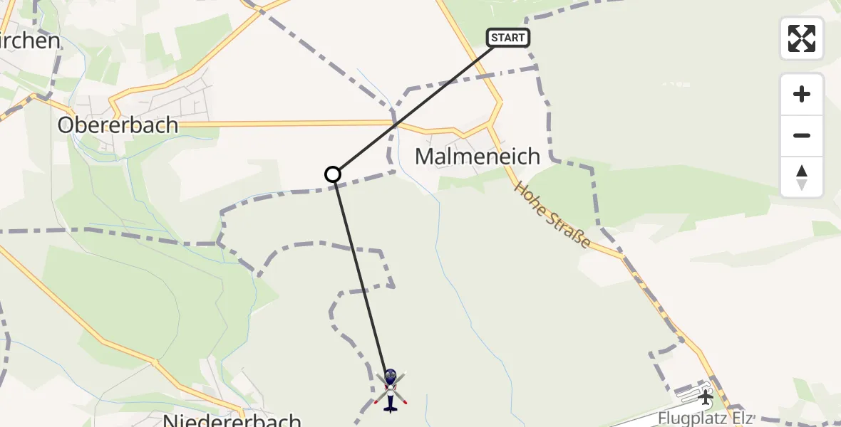 Flugroute Polizeihubschrauber Hundsangen - Elz, 28 Mai 2026, 09:12