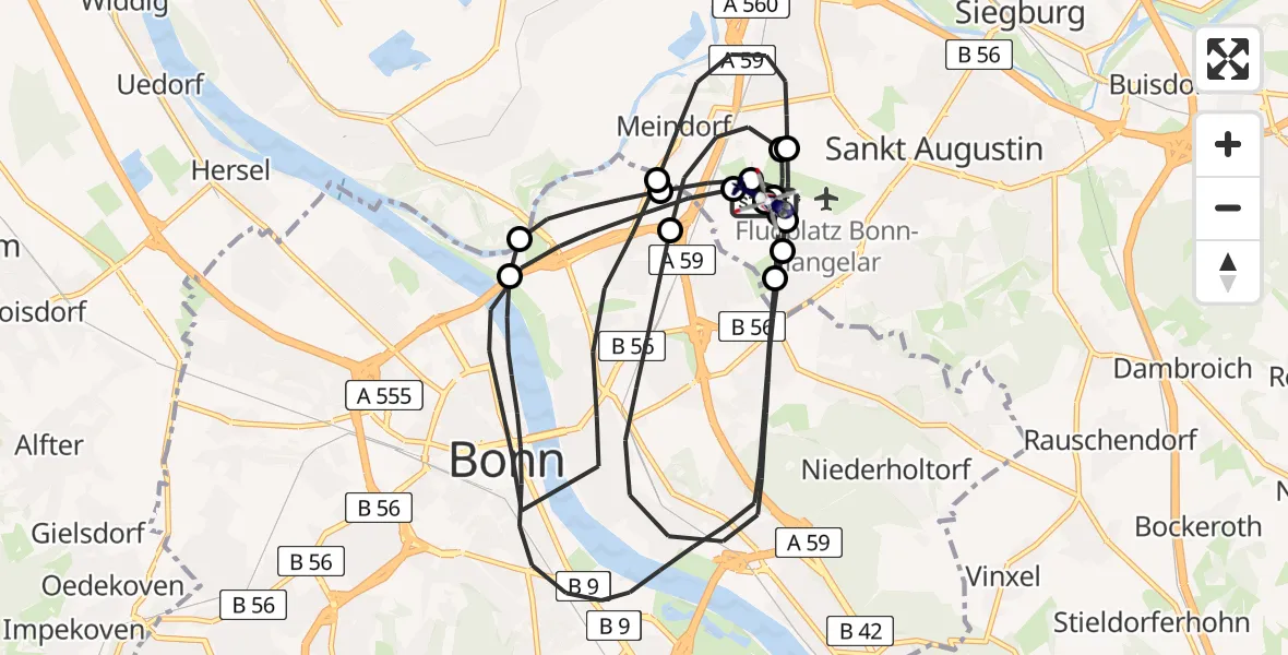 Flugroute Polizeihubschrauber Sankt Augustin - Sankt Augustin, 28 Mai 2026, 09:28