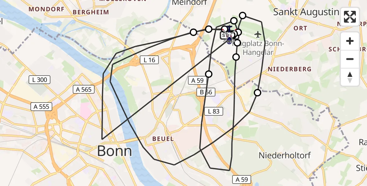 Flugroute Polizeihubschrauber Sankt Augustin - Sankt Augustin, 28 Mai 2026, 09:58