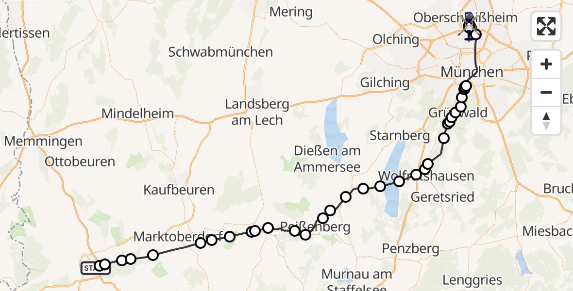 Flugroute Polizeihubschrauber Durach - Oberschleißheim, 28 Mai 2026, 10:11