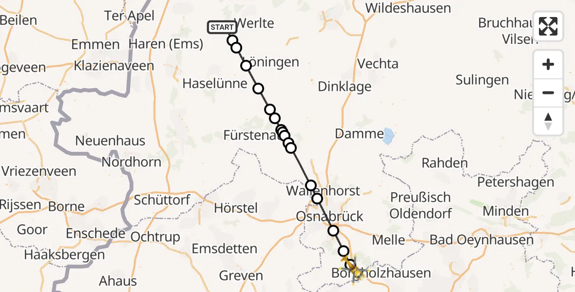Flugroute Ambulanzhubschrauber Sögel - Bad Rothenfelde, 28 Mai 2026, 10:53