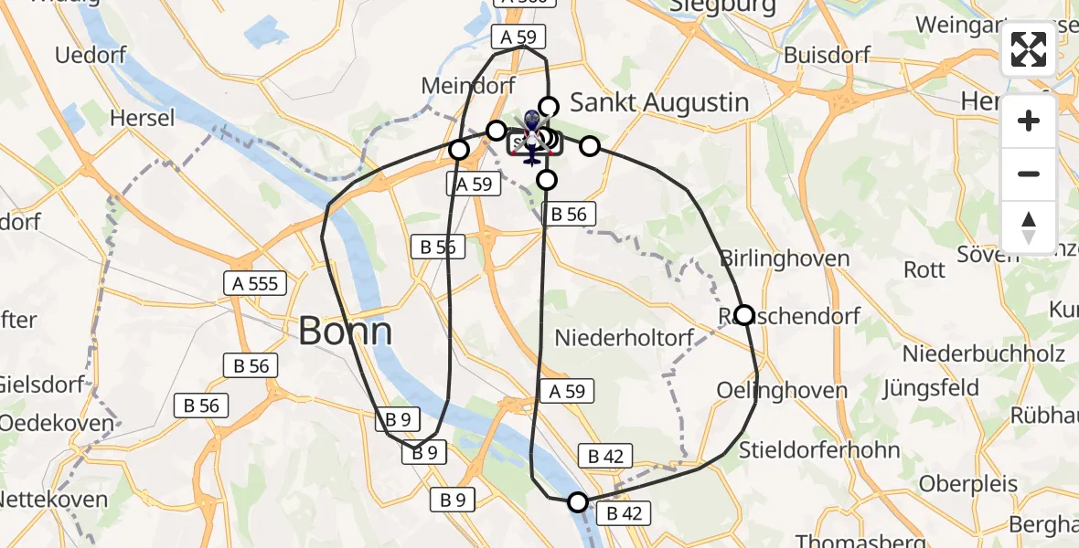 Flugroute Polizeihubschrauber Sankt Augustin - Sankt Augustin, 28 Mai 2026, 11:14