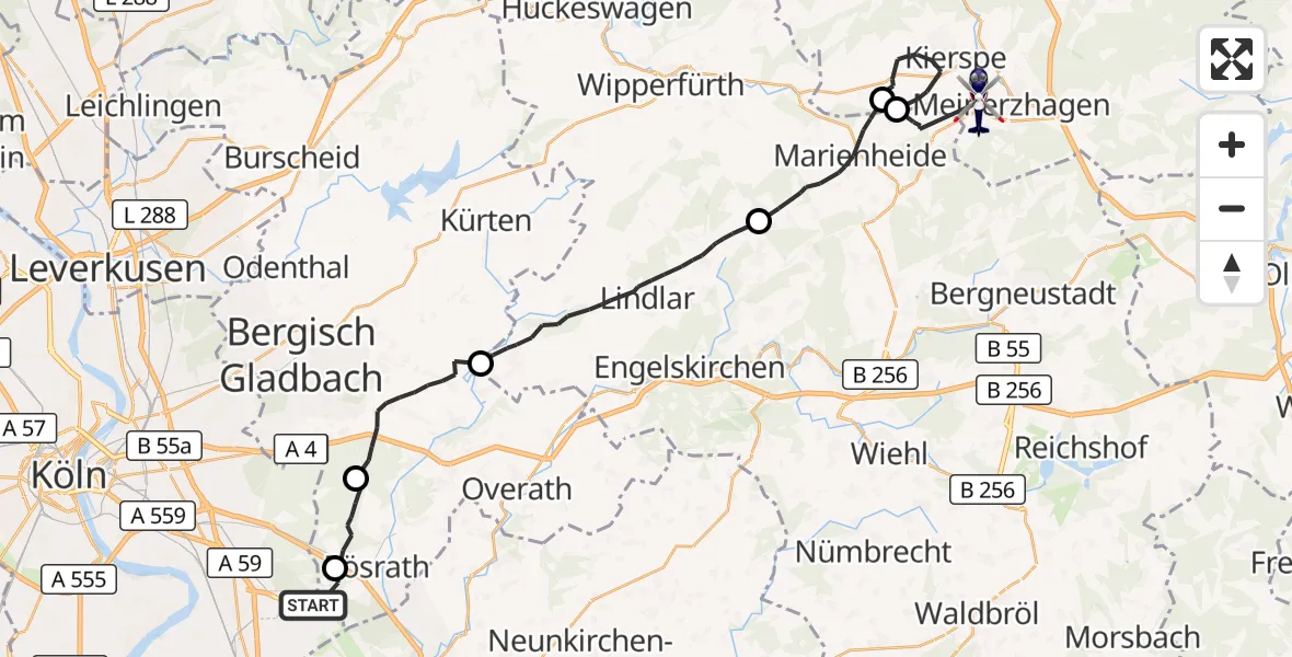 Flugroute Polizeihubschrauber Köln Bonn Flughafen - Meinerzhagen, 28 Mai 2026, 11:51