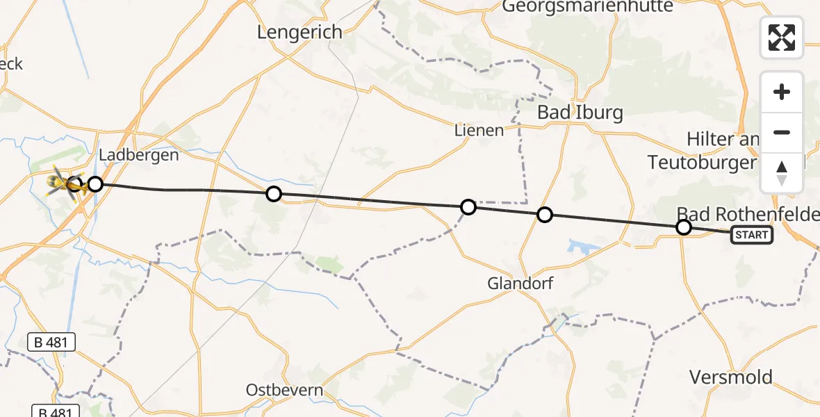 Flugroute Ambulanzhubschrauber Bad Rothenfelde - Christoph  Westfalen-ADAC, 28 Mai 2026, 12:09
