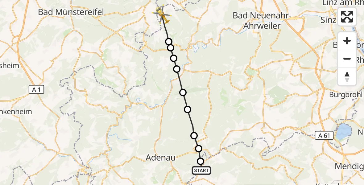 Flugroute Rettungshubschrauber Herresbach - Berg, 28 Mai 2026, 12:18