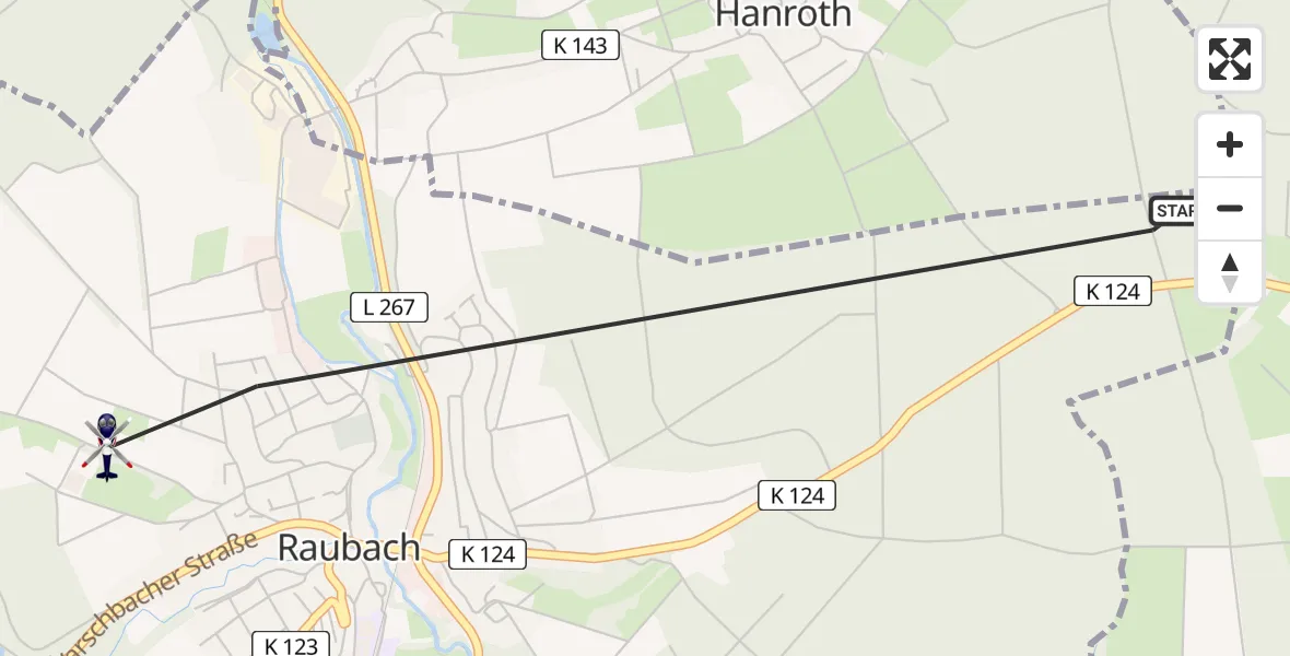 Flugroute Polizeihubschrauber Raubach - Raubach, 28 Mai 2026, 12:25