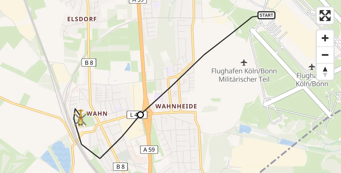 Flugroute Rettungshubschrauber Köln Bonn Flughafen - Köln, 28 Mai 2026, 12:31
