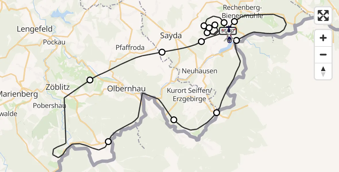Flugroute Polizeihubschrauber Neuhausen/Erzgeb. - Neuhausen/Erzgeb., 28 Mai 2026, 12:36