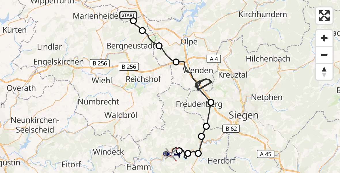 Flugroute Polizeihubschrauber Meinerzhagen - Hövels, 28 Mai 2026, 12:41