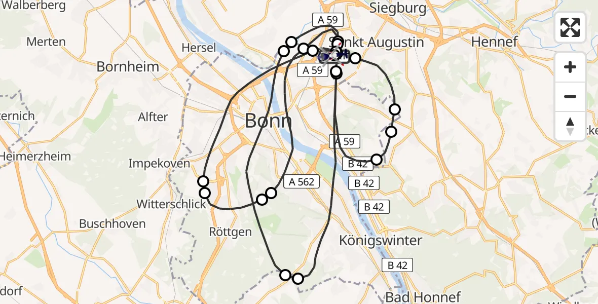 Flugroute Polizeihubschrauber Sankt Augustin - Sankt Augustin, 28 Mai 2026, 12:43