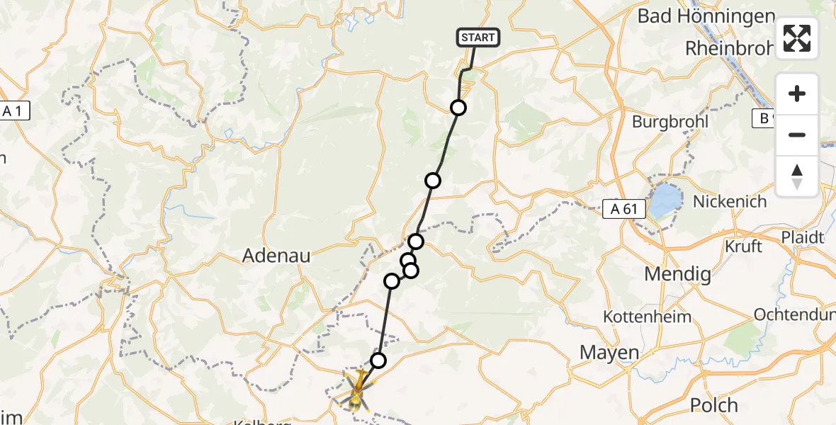 Flugroute Rettungshubschrauber Bad Neuenahr-Ahrweiler - Boos, 28 Mai 2026, 13:29