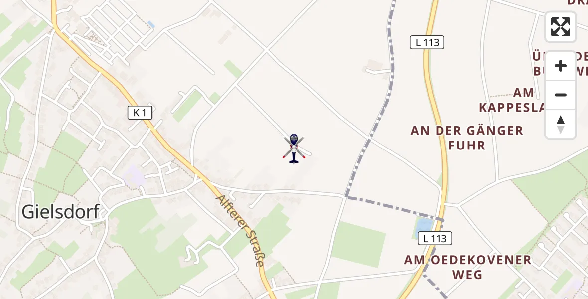 Flugroute Polizeihubschrauber Alfter - Alfter, 28 Mai 2026, 13:30