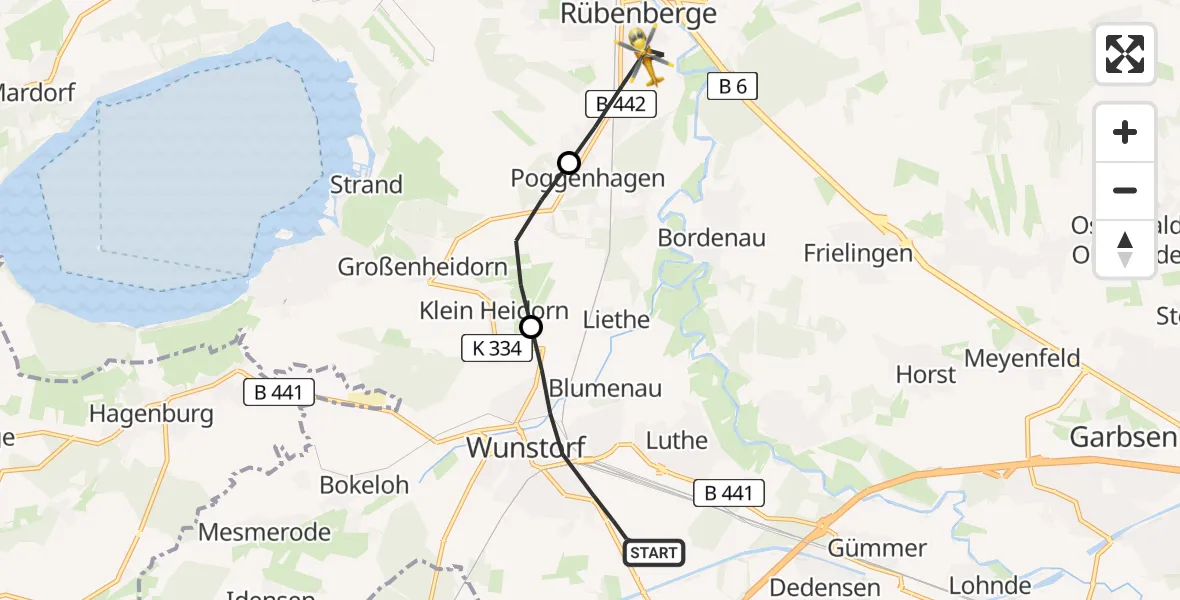Flugroute Rettungshubschrauber Wunstorf - Neustadt am Rübenberge, 28 Mai 2026, 14:18