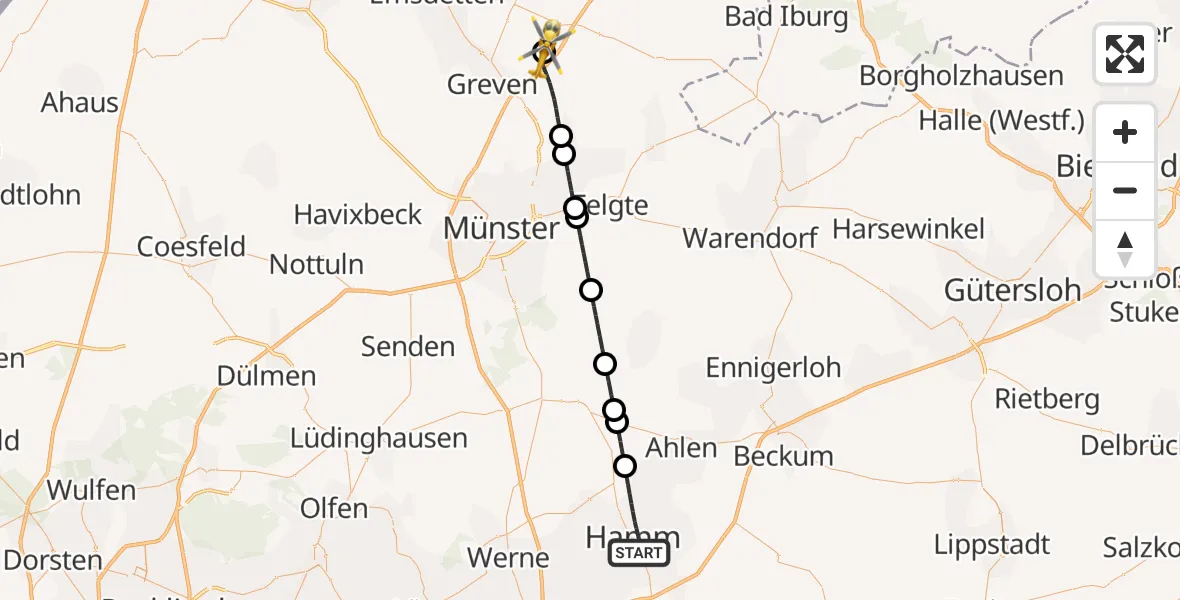 Flugroute Ambulanzhubschrauber Hamm - Christoph  Westfalen-ADAC, 28 Mai 2026, 14:31