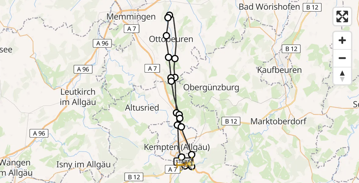 Flugroute Rettungshubschrauber Durach - Kempten-Durach Flugplatz, 28 Mai 2026, 14:40