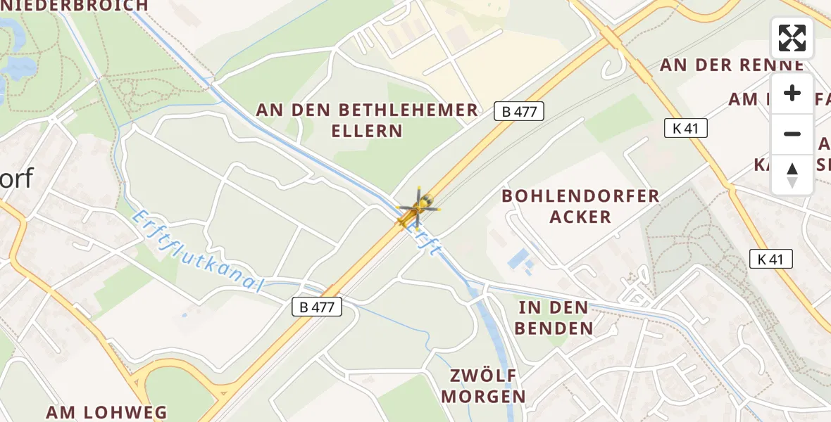 Flugroute Rettungshubschrauber Bergheim - Bergheim, 28 Mai 2026, 15:17