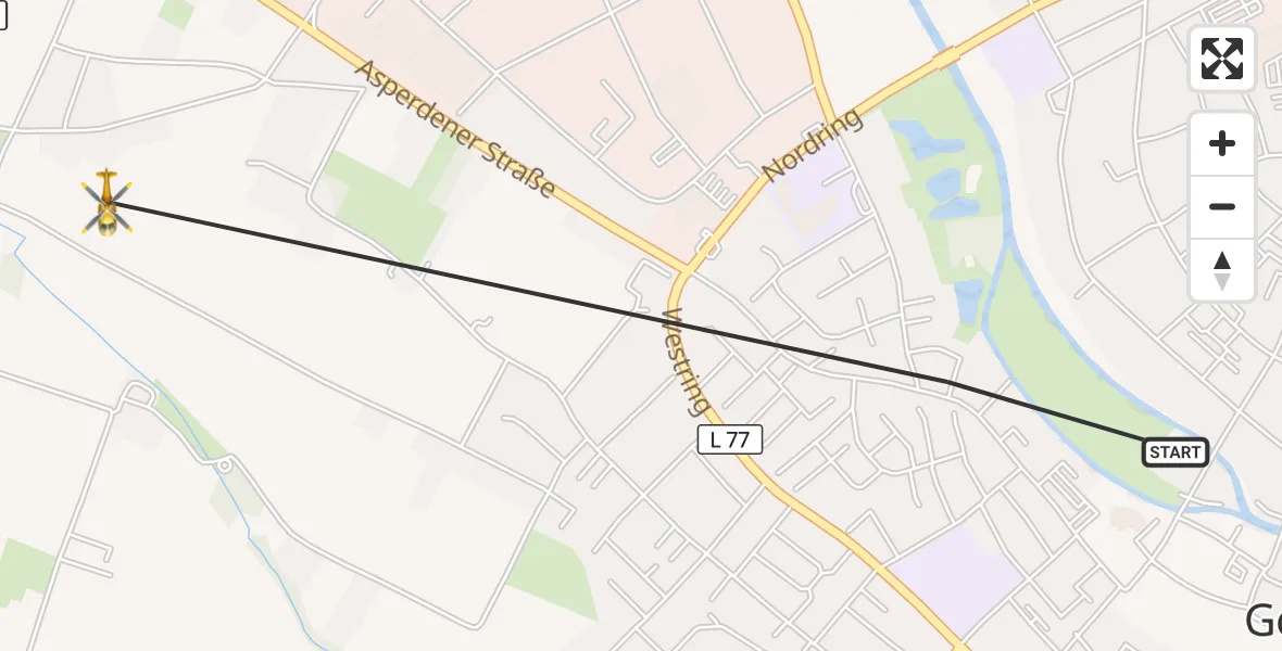 Flugroute Rettungshubschrauber Goch - Goch, 28 Mai 2026, 15:27