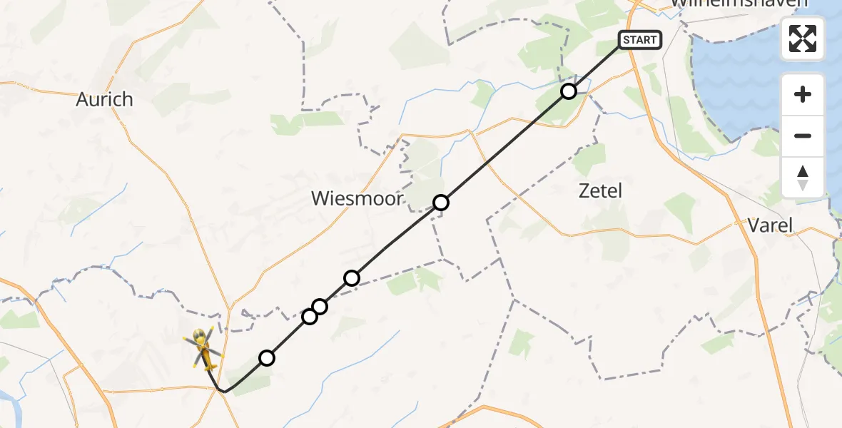 Flugroute Rettungshubschrauber Sande - Hesel, 28 Mai 2026, 15:59