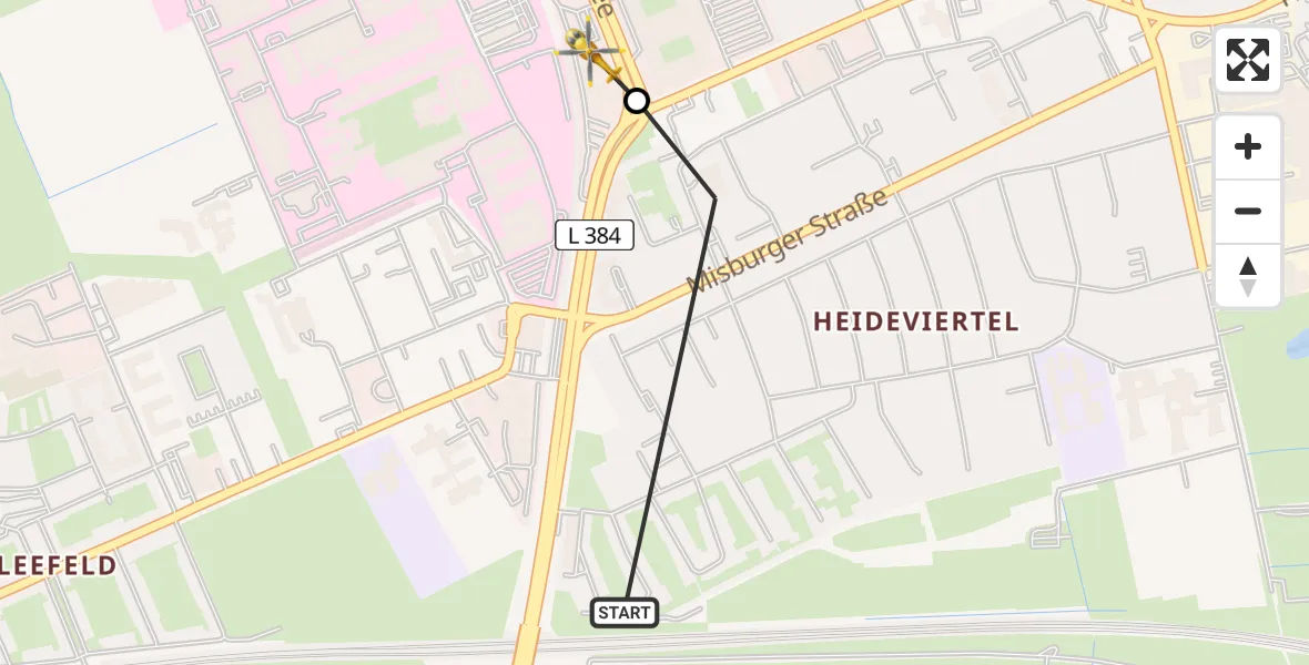 Flugroute Rettungshubschrauber Hannover - Hannover Luftrettung Hubschrauberlandeplatz (Christoph 4), 28 Mai 2026, 16:13
