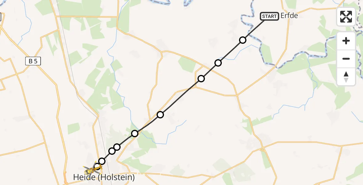 Flugroute Rettungshubschrauber Erfde - Heide, 28 Mai 2026, 16:39
