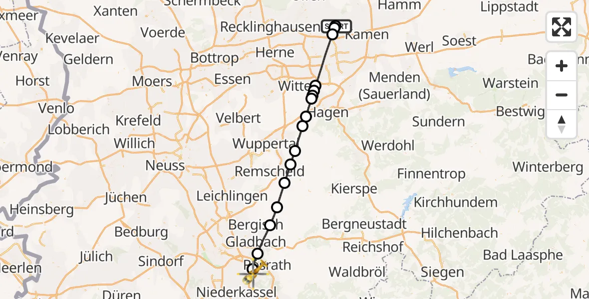 Flugroute Rettungshubschrauber Sankt Marien Hospital - Köln Bonn Flughafen, 28 Mai 2026, 17:41