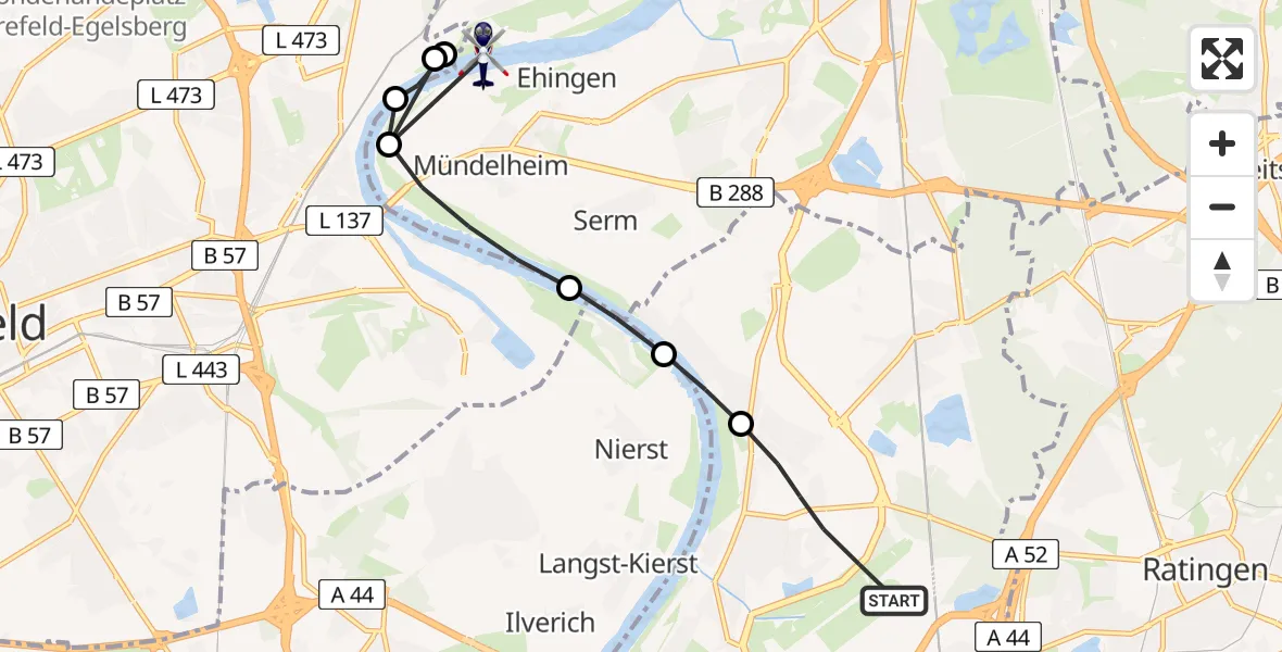 Flugroute Polizeihubschrauber Düsseldorf Flughafen - Duisburg, 28 Mai 2026, 18:37