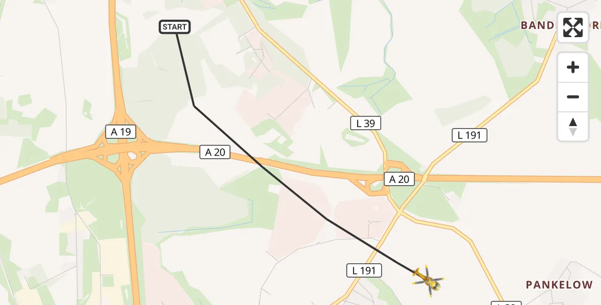 Flugroute Ambulanzhubschrauber Dummerstorf - Dummerstorf, 28 Mai 2026, 18:40