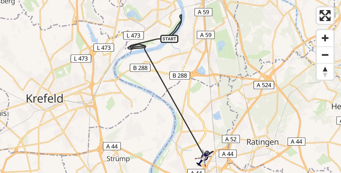 Flugroute Polizeihubschrauber Duisburg - Düsseldorf Flughafen, 28 Mai 2026, 18:44