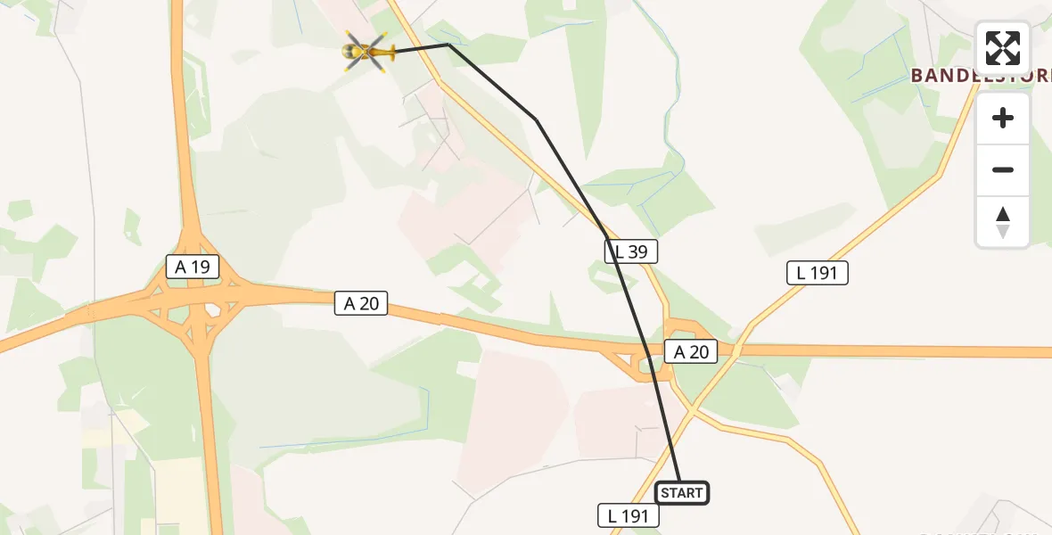 Flugroute Ambulanzhubschrauber Dummerstorf - Dummerstorf, 28 Mai 2026, 19:09