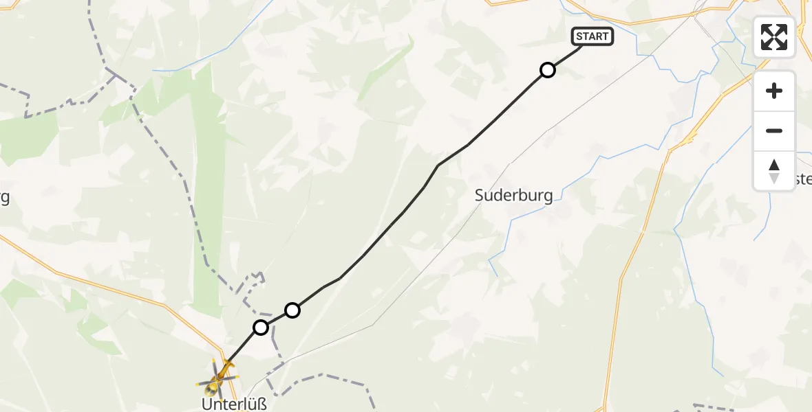 Flugroute Rettungshubschrauber Uelzen - Südheide, 28 Mai 2026, 19:11