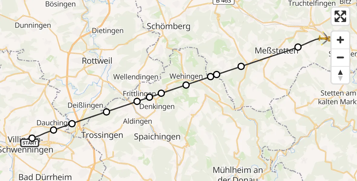 Flugroute Ambulanzhubschrauber DRF Air Rescue Station Villingen-Schwenningen Hubschrauberlandeplatz (Christoph 11) - Albstadt, 28 Mai 2026, 20:42
